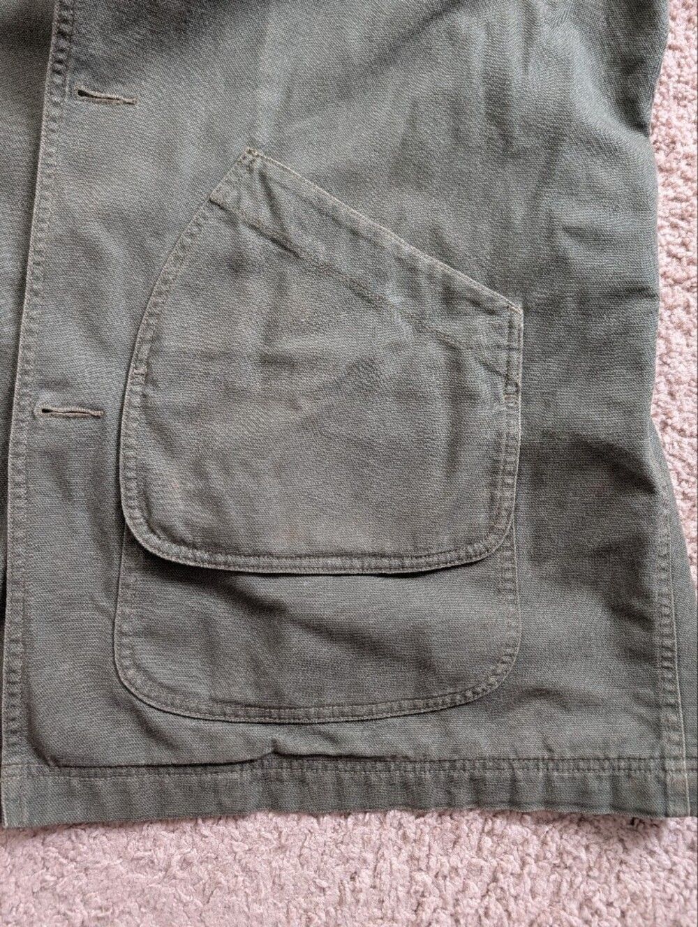 L.L. Bean Mens Olive Green Cotton Lined Button Down Original Field Coat Size XXL - Picture 10 of 14